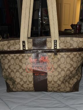 COACH Heritage Vintage Signature Stripe Tote Bag,